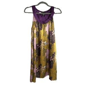 BCBG Max Azria dress sleeveless midi Multicolour floral print satin purple Sz L